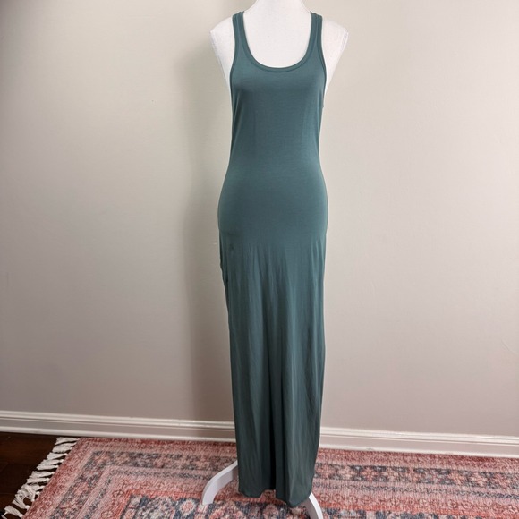 Lululemon Dresses & Skirts - Lululemon Sleeveless Maxi Dress Crisscross Racerback Green Grey Side Slit Slim